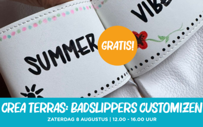 Crea terras met gratis badslippers customizen
